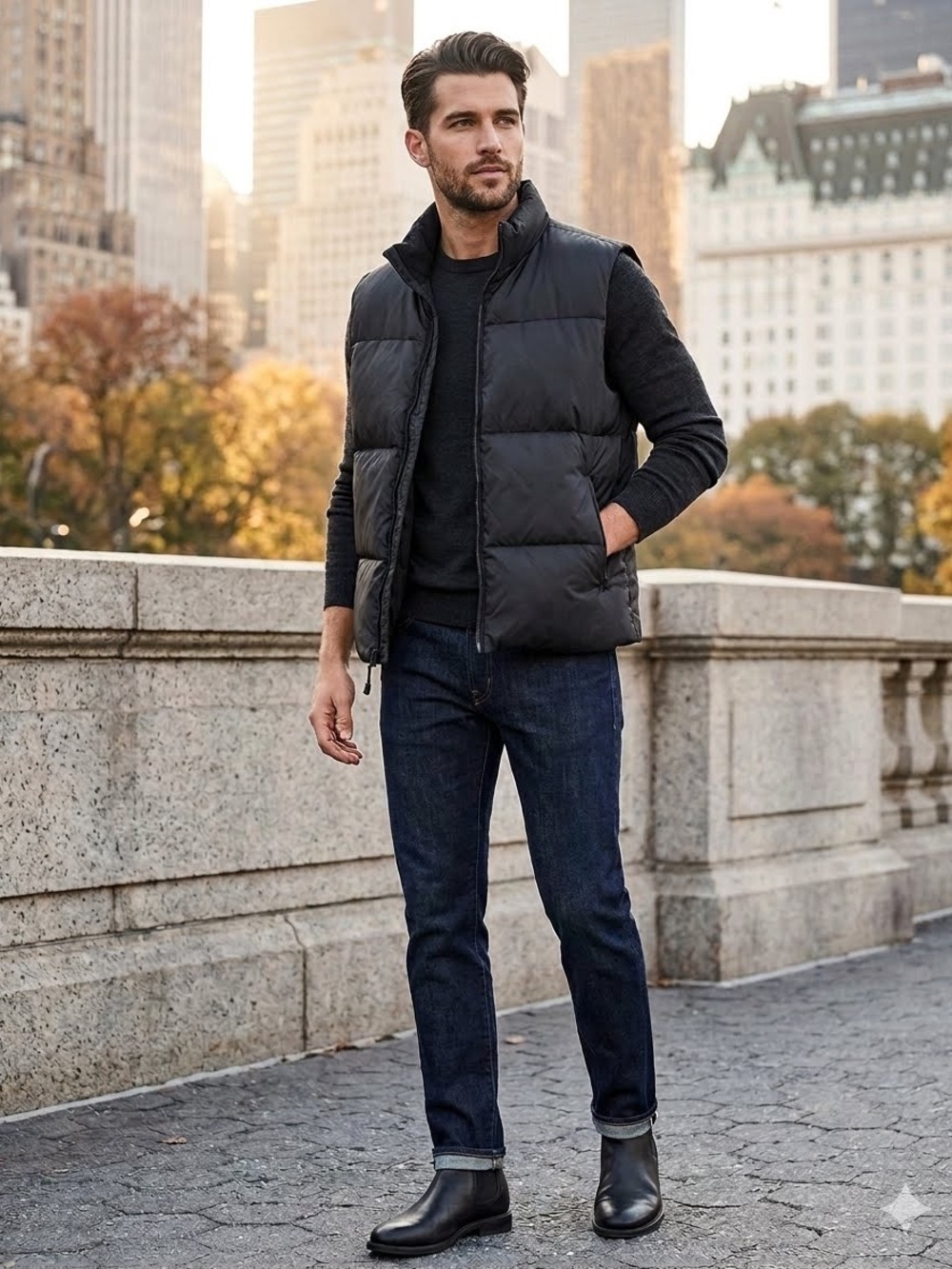 Gap Men's Black Puffer Vest - Lightweight Insulated Layer NWOT